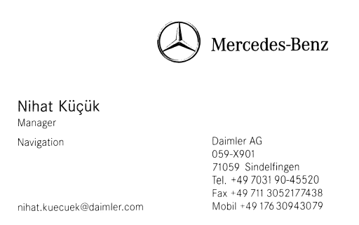 Business Card Mercedes-Benz Business Card Mercedes-Benz